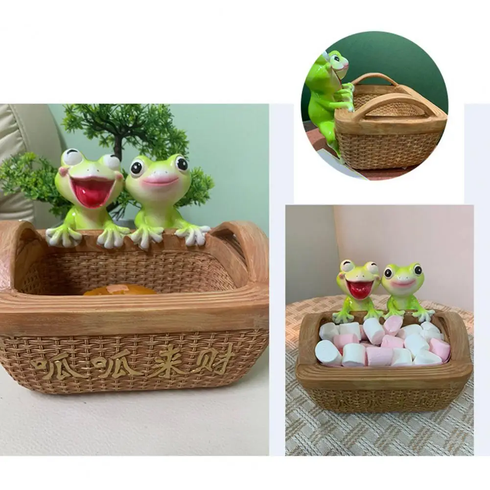 

Уникальная декор в виде лягушки, милая корзина для хранения в виде лягушки с мини-статуями, вместительный органайзер для украшения стола для дома