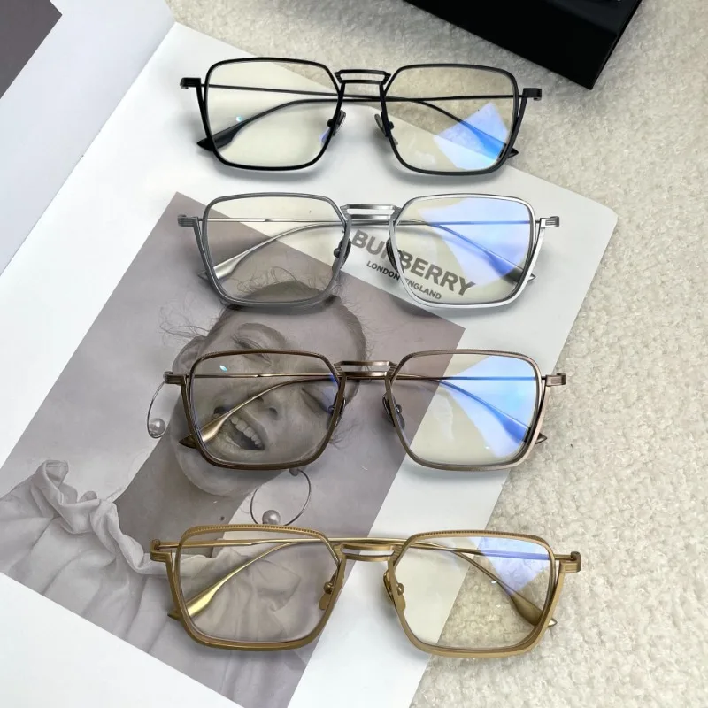 High-quality Pure Titanium Glasses Frame 125 Men's Retro Big Face Full Frame Can Be Equipped with High Myopia Anti-blue Glasses.