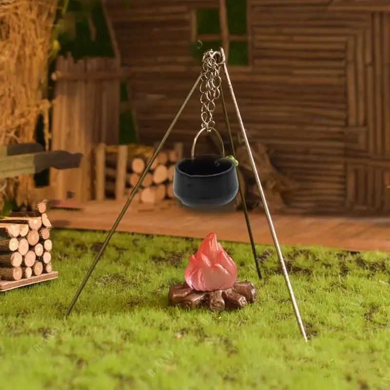 Dollhouses penduradas no caldeirão utensílios acampamento caldeirão 1:12 meninas adolescentes garotas crianças decorações