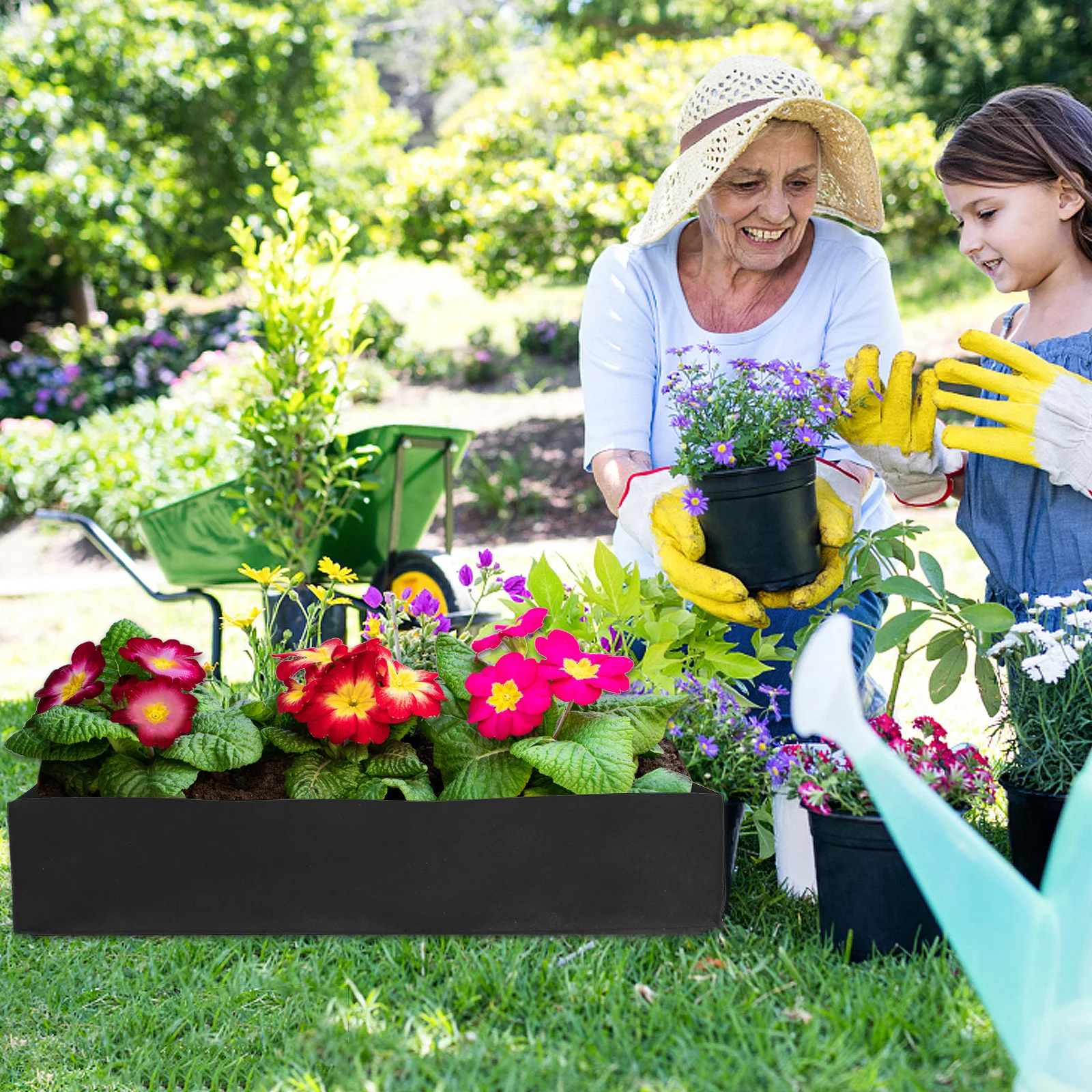 

Plant Grow Bags 3PCS Square Foldable Non woven Fabric Garden Black Storage Pouch Handles Eco for Balcony