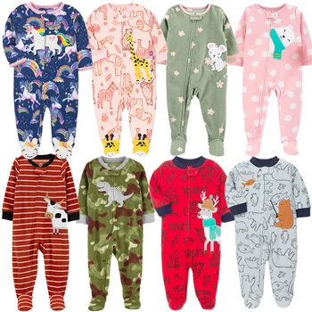 Docinmom 2023 bebek sıcak giysiler polar Romper karikatür tilki Unicorn dinozor pijama yeni doğan Bebe giyim tulum tulum