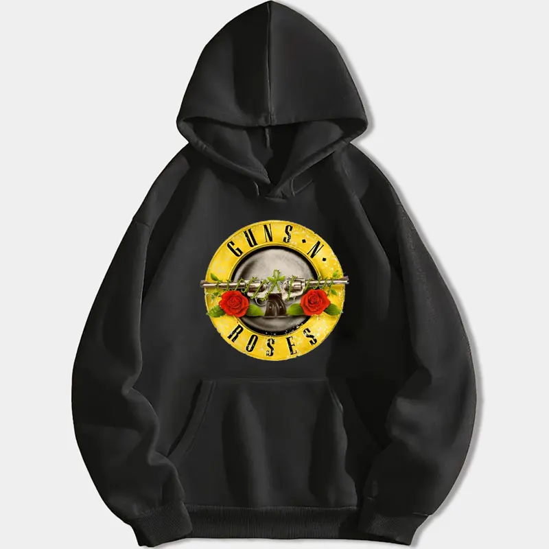 Guns N Roses Bullet Logo Hoodie Autumn Winter Men Women Warm Hooded Fleece Sweatshirt Unisex Casual Streetwear Outerwear