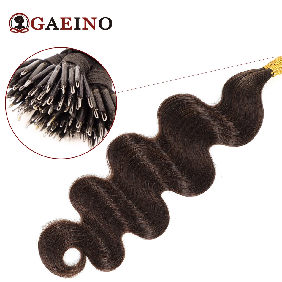 Naono Ring Hair Extensions Real Human Hair Body Wave 2# Dark Brown Keratin Capsule Nano Ring Fusion Hair Extensions 1G/Pc