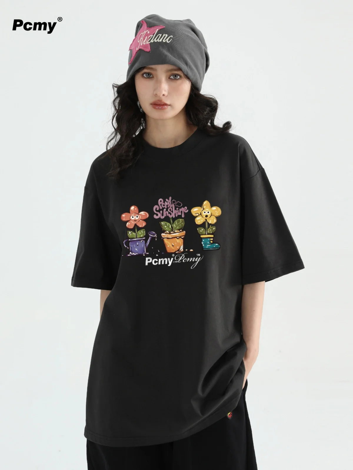 Happy Smile Flower Trend Pattern Short Sleeve Couple Wear 2024 Summer New High Quality Cotton Breathable T-Shirt