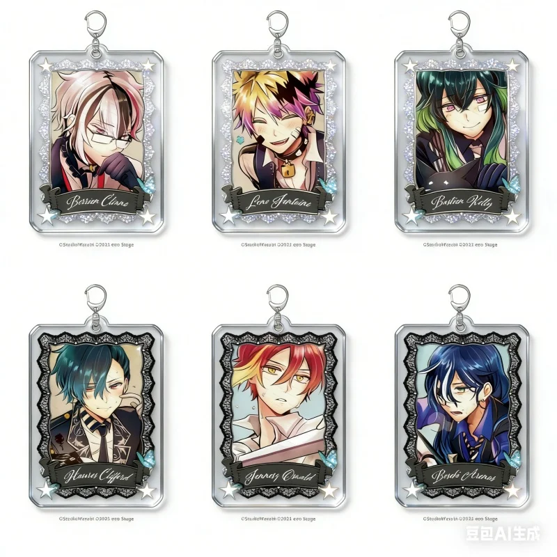 Jeu Akuneko Berrian/Lono/Haures Anime 6CM acrylique porte-clés pendentif sac voiture porte-clés Cosplay accessoire accessoires collecte de cadeaux