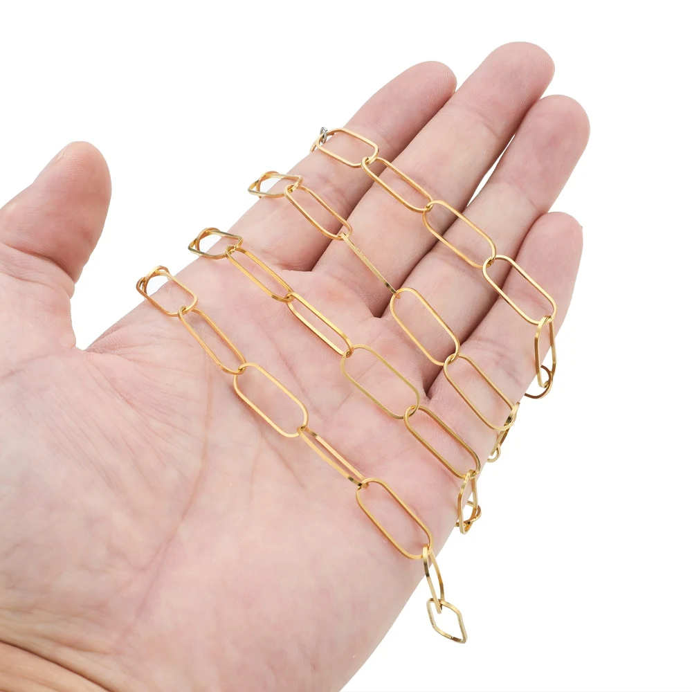 1-метровые овальные скрепки из нержавеющей стали, плоские цепочки для кабеля для самостоятельного изготовления ювелирных изделий ручной работы, ожерелье, браслет, ремесленные фурнитура