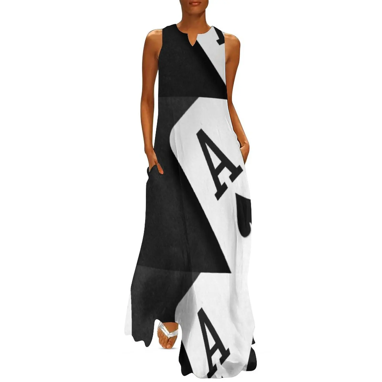 Ace of Spades Monochrome Playing Card Long Dress long sleeve dresses women evening dress Woman