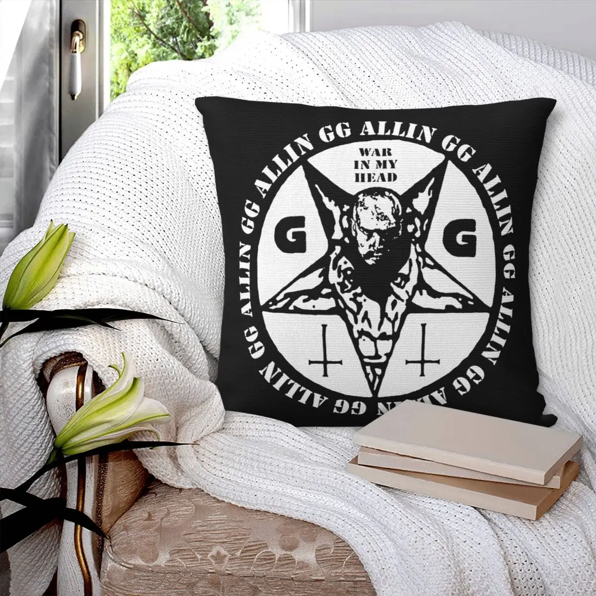 Gg Allin War In My Head Punk Rock Pillowcase Cushion Kawaii Bedroom Cushion Bed Decorative Pillows Customizable