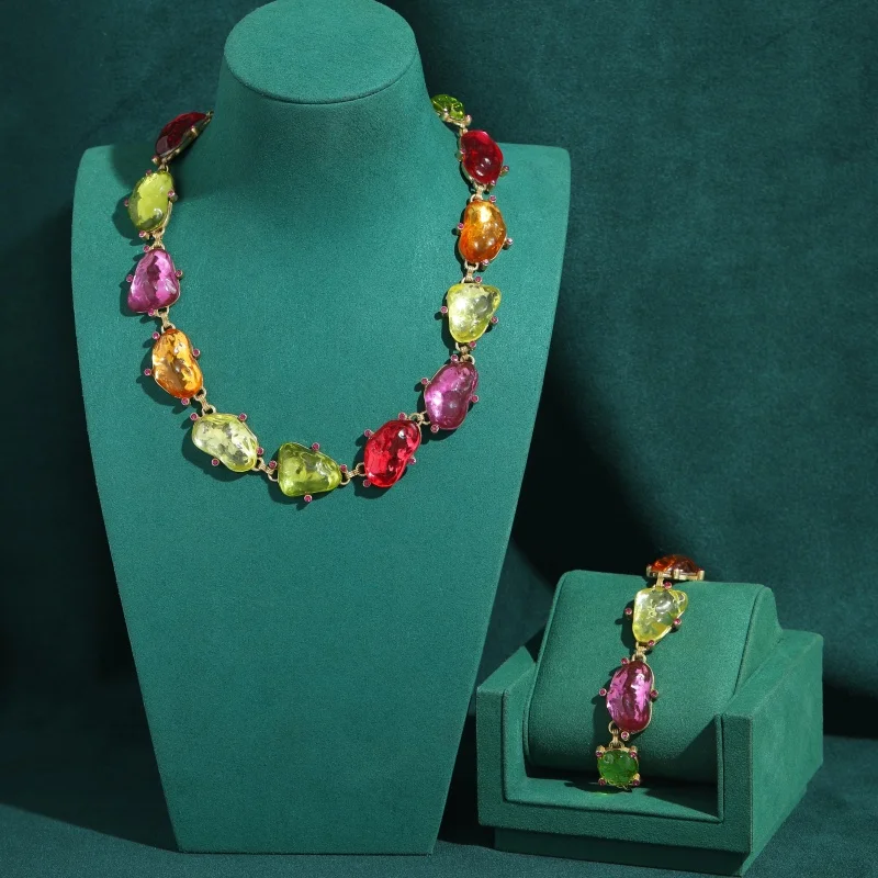 Vintage Colorful Alien Candy Jewelry Sets Pendant Necklace Bracelet Luxury Brands Designer Gift For Women Trending 2026 New