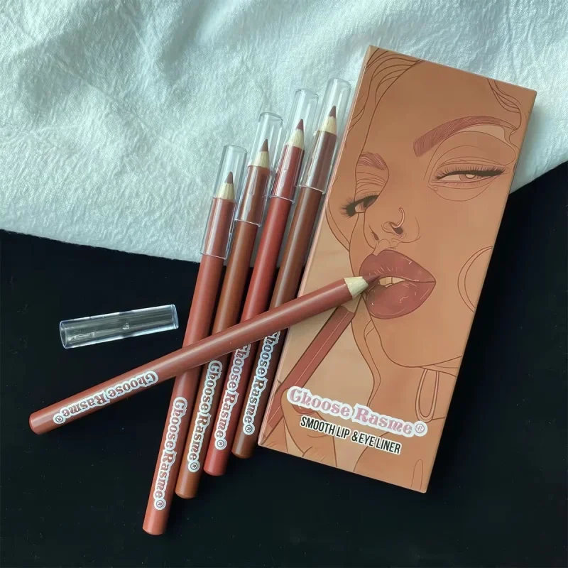 6pcs Lip Liner ปากกา Matte กันน้ําและเหงื่อ Lip Liner ดินสอชุดไม่ง่ายที่จะจางหาย Non-Stick CUP ลิปสติกลิปสติกชุดดินสอ