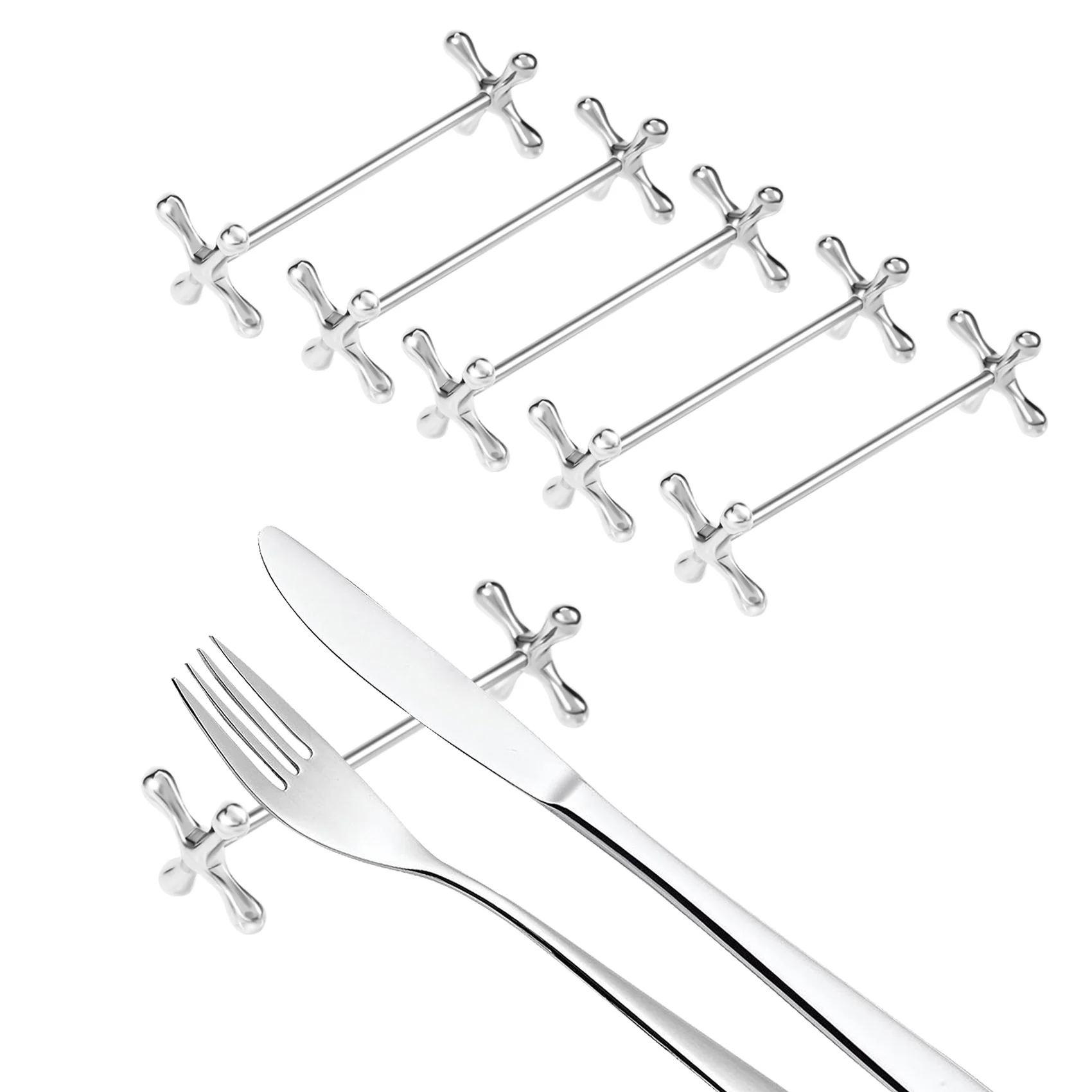 Liga de zinco Chopsticks Resto, colheres Stand, garfos, facas Holder, Stand Rack, artesanato do metal, decoração de mesa, 6 pcs