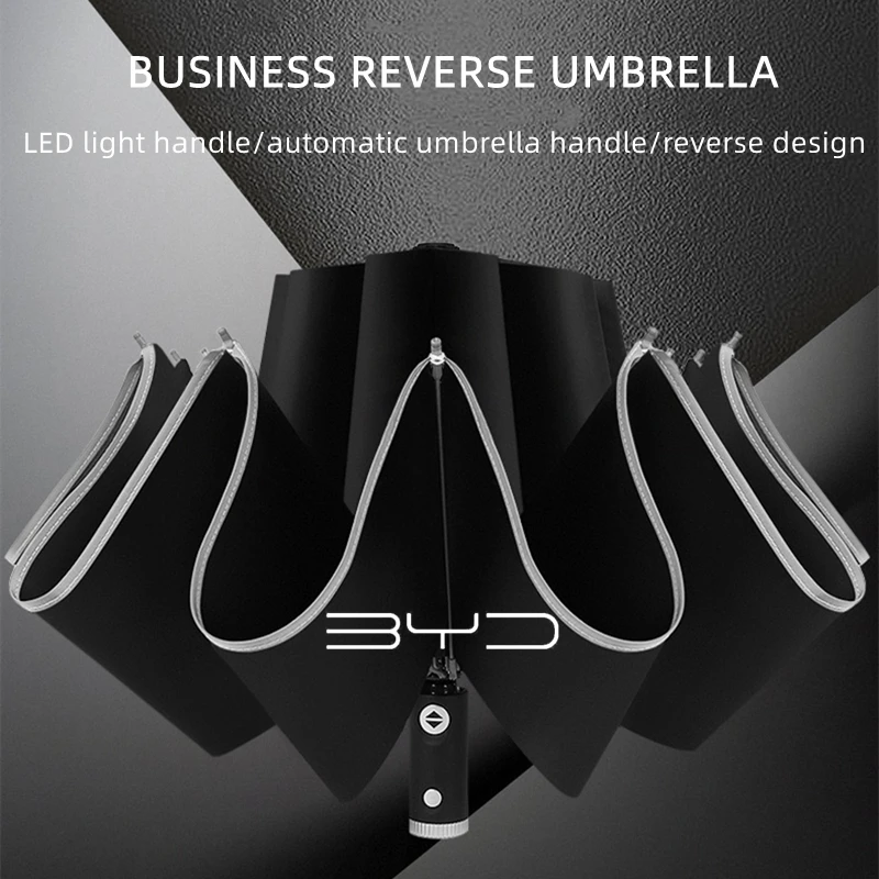 Automatic Umbrella with Reflective Stripe Reverse Led Light Umbrella For BYD ATTO 3 Yuan Qin Han TANG Plus DM-i Dolphin