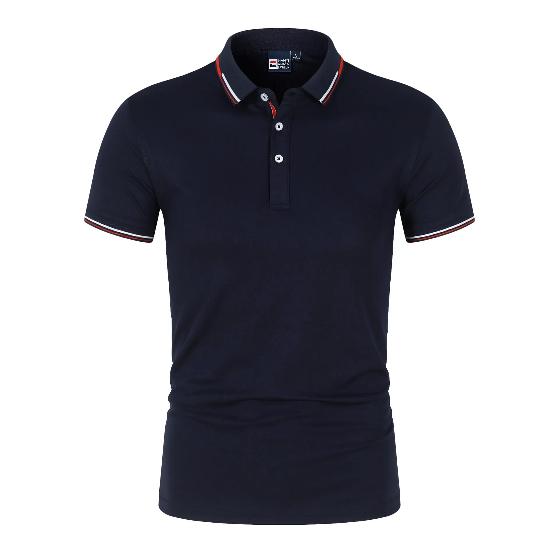 Summer Polo T Shirt Men's Solid Color Polo Shirt Short Sleeved T-shirt European and American Loose Stand Up Collar Casual Top
