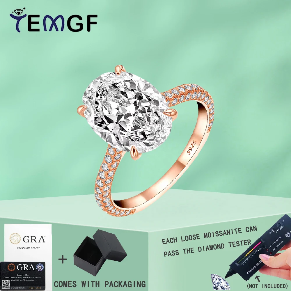 

TEMGF 8CT Zircon/Moissanite Ring 925 Sterling Silver for Women Proposal Engagement Wedding Luxury Sparkling Fine Jewelry WithGRA