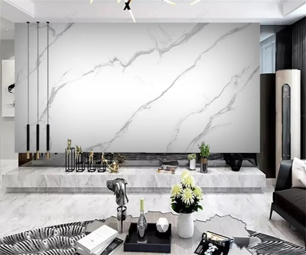 

Custom size mural marble simple jazz white texture wallpaper home decor TV sofa background decorative painting 3d wallpaper