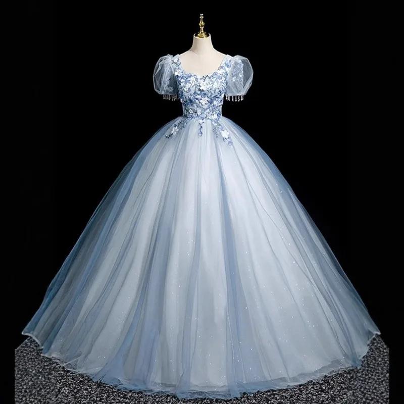 

Blue Evening Dress, Forest Style Niche Vocal Art Examination Performance, Fluffy Dress Banquet Host, Coming of Age Dress, Female