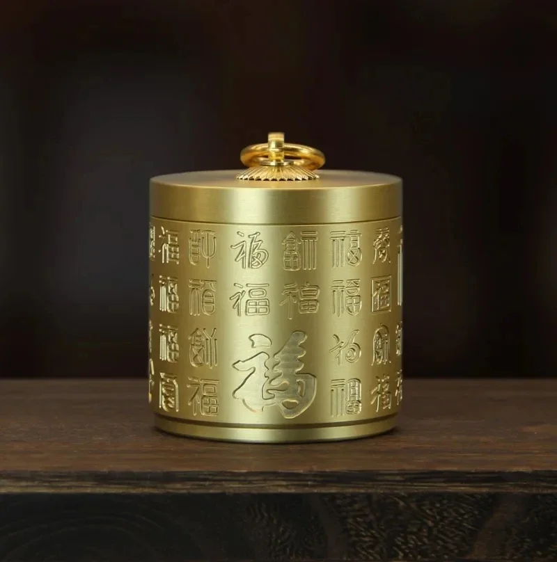 2023 New Brass Auspicious Clouds Ashtray with Cover Home Office Handicraft Decoration Copper Storage Tank