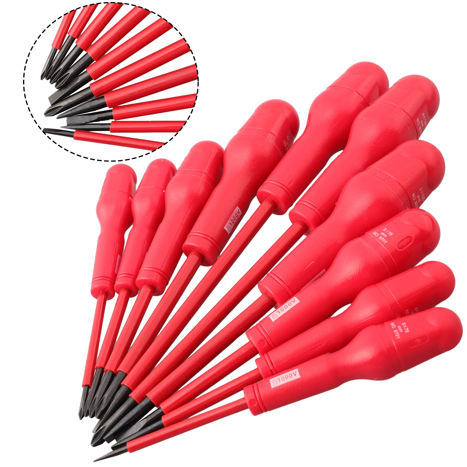 Insulated Screwdriver PP/TPR Two-tone Rubber-coated Screw Driver Tools For 1000V Electrical High-altitude Work