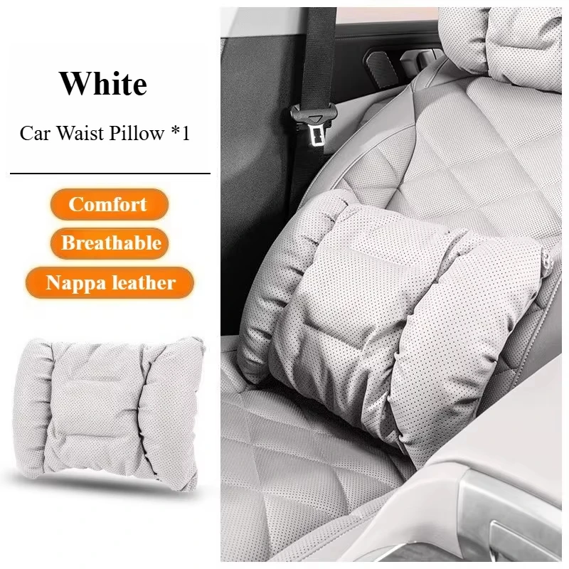 Napa-Leder Auto-Kopfstütze Nackenstütze Sitz-Lendenkissen, Auto-Nackenkissen, Lendenkissen, Geeignet für Verschiedene Autos – Detail 16