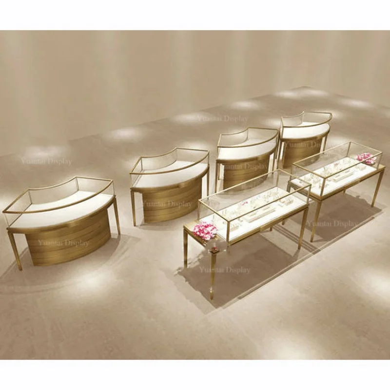 

Custom. high end jewelry store glass showcase furniture jewellery kiosk display counter stainless steel equipment