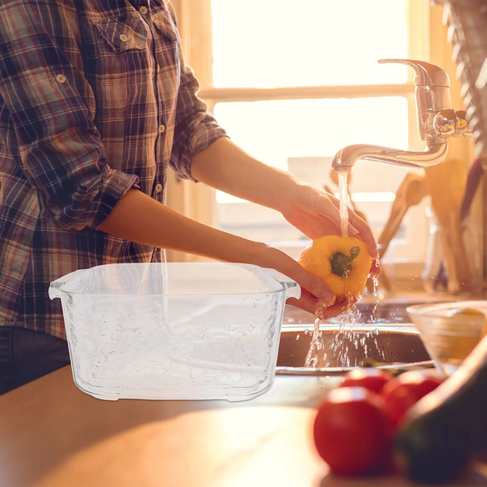 Reusable Double Layered Drain Basket for Kitchen Fruit Strainer Bowl with Side Handle Large Capacity Water Filtration System