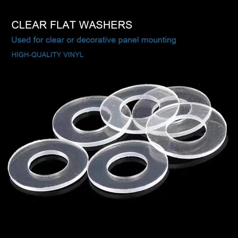 Nylon Clear Flat Washer 1.2mm-12mm Transparent Gasket Sealing Washer PVC Plastic Washer Spacer for Shower Door Handle Water Pipe