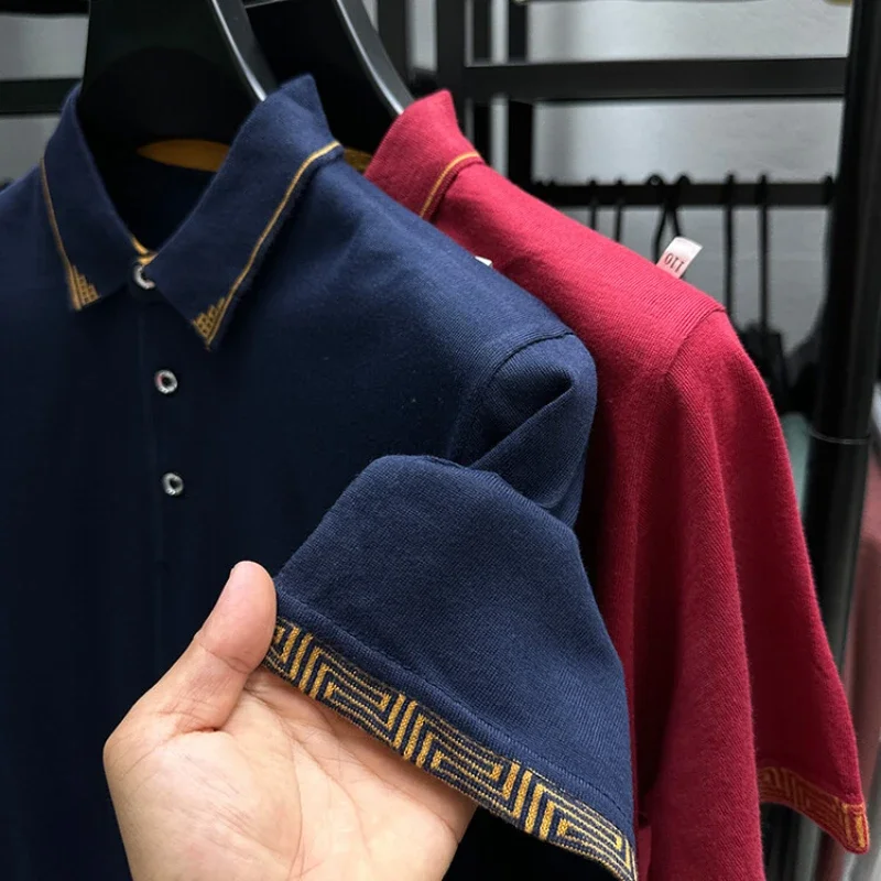 Kaus POLO lengan pendek pria, baju lengan pendek warna polos baru musim panas