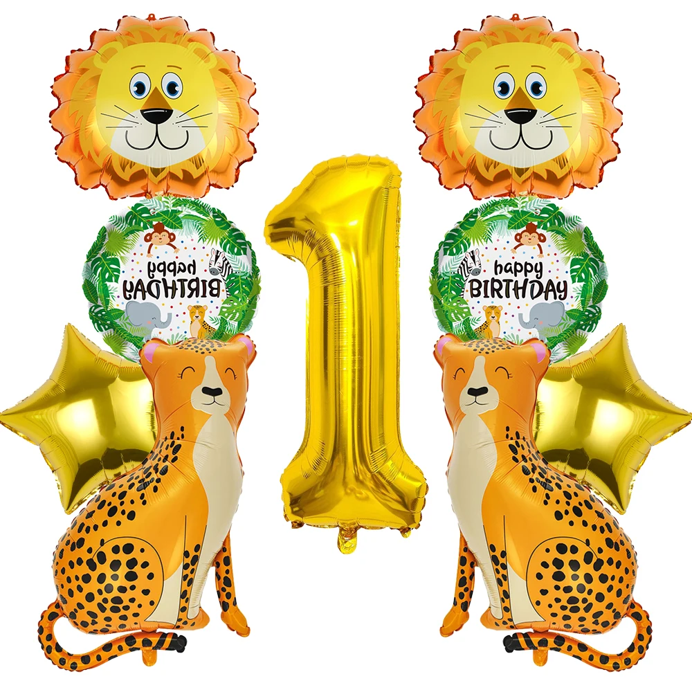 Ballon-Set mit Löwen- und Leoparden-Zahlen für Geburtstage, Duschen, Taufe, Jubiläen, Hochzeiten – verschiedene Farben – Partyzubehör