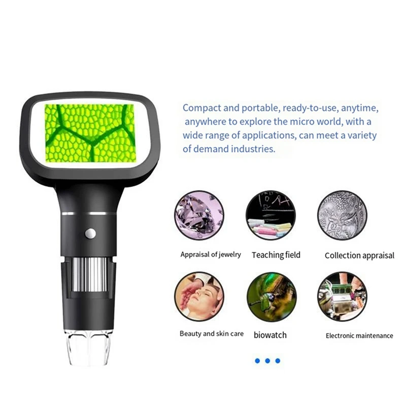 Upgrade 2.4 Inch Digital Microscope 1600X Magnification Coin Microscope With 8 Leds Soldering Microscope For Repair