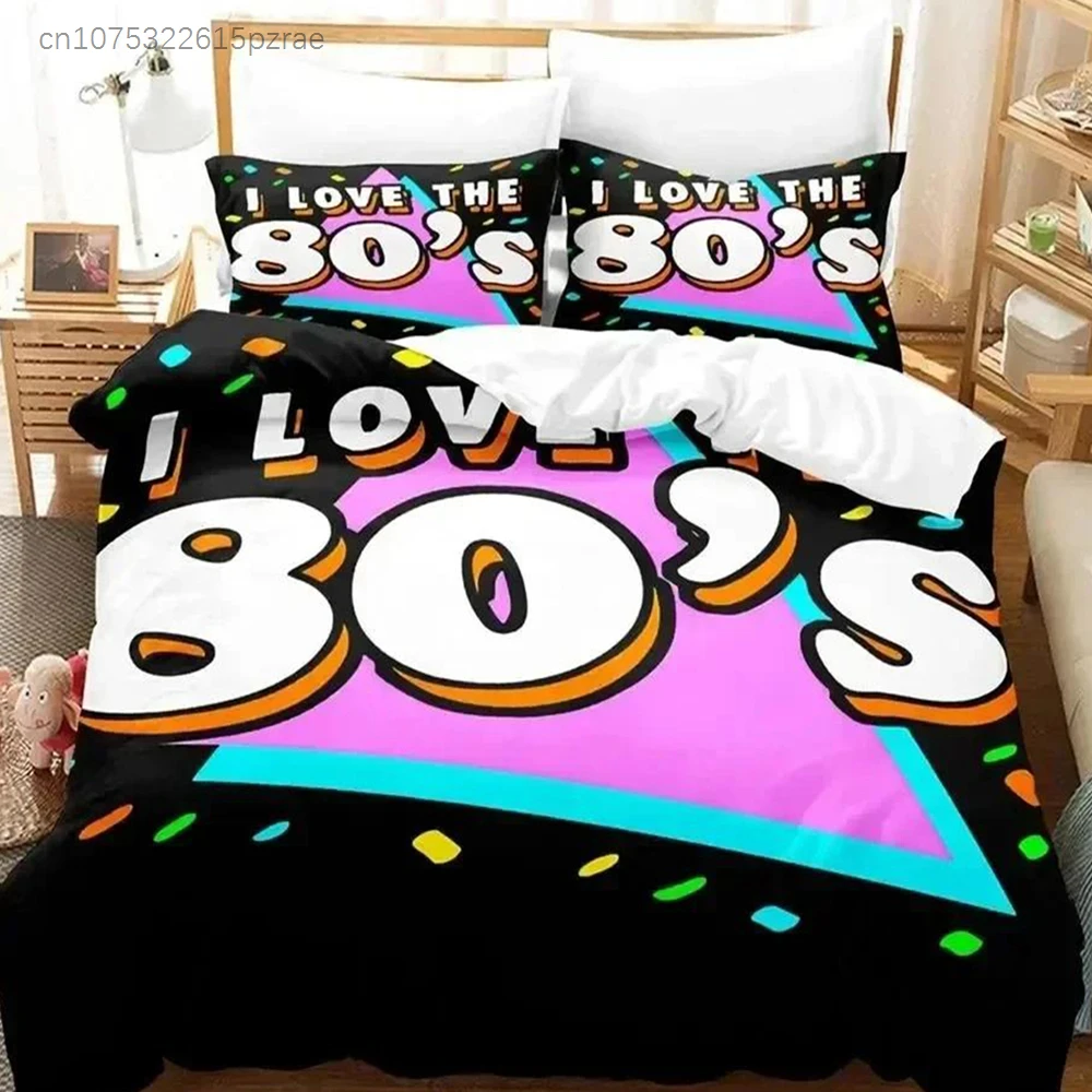 TV Series I Love The 80s Logo Bedding Set Duvet Cover Soft Quilt Cover Pillowcase Comforter King Queen Size For Boys Adult Size