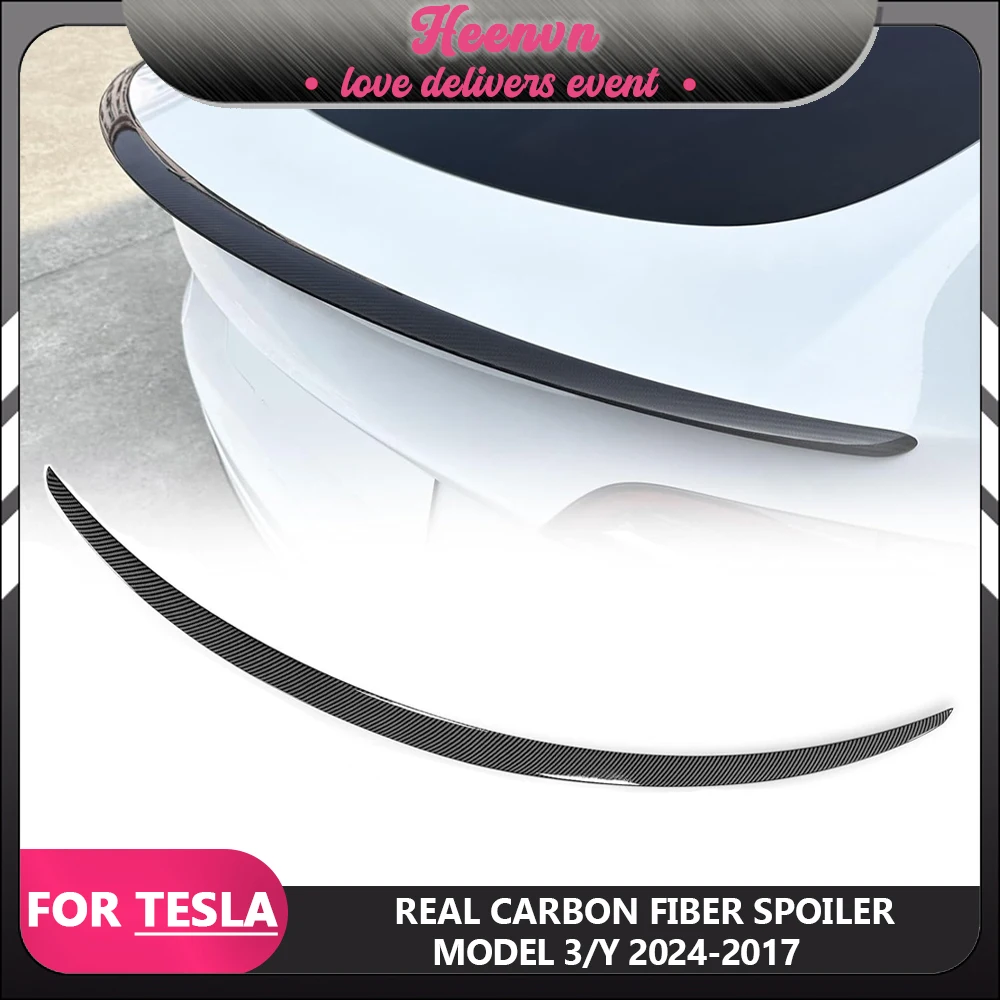 

Real Carbon Fiber 2023 For Tesla Mode Y Model 3 Trunk Wing Spoiler 2017-2022 Real Carbon Fibre Original Car Spoiler Accessories