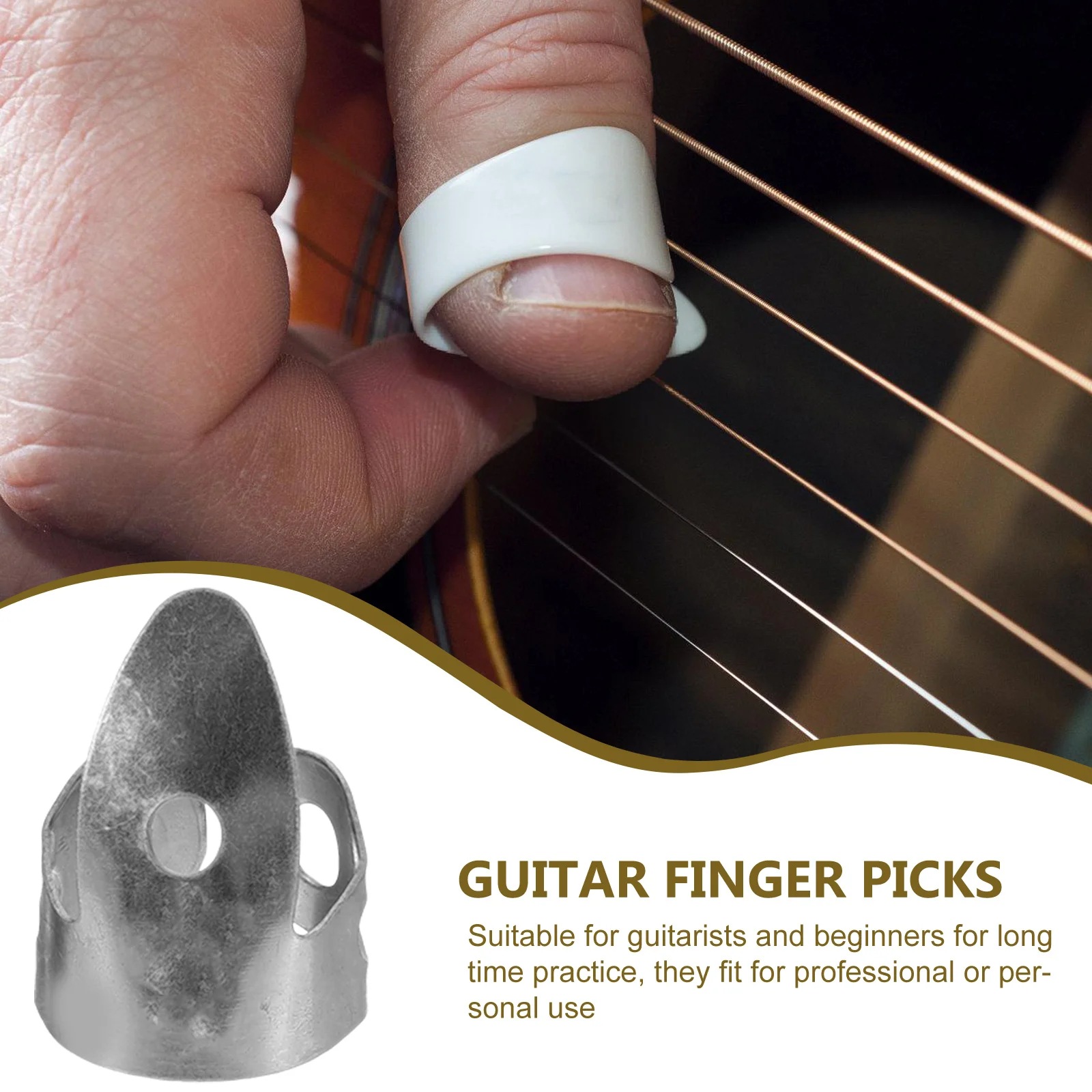 

12pcs Guitar Finger Picks Thumb Stalls Metal Adjustable For Acoustic Electric Guitars Durable Comfortable Lightweight Protect