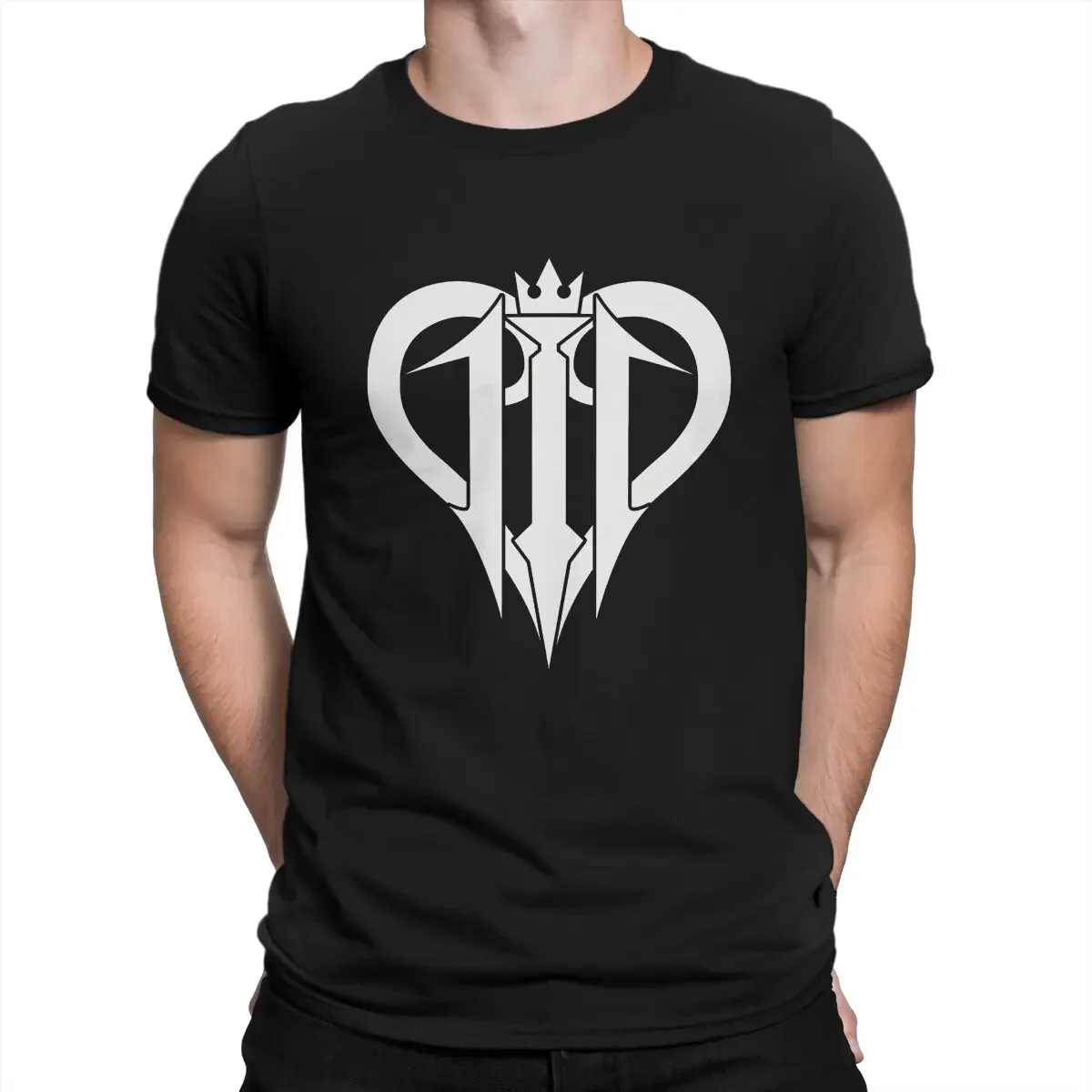 Logo White T Shirts Men 100% Cotton Vintage T-Shirt O Neck Kingdom Hearts Tees Short Sleeve Clothes Gift Idea