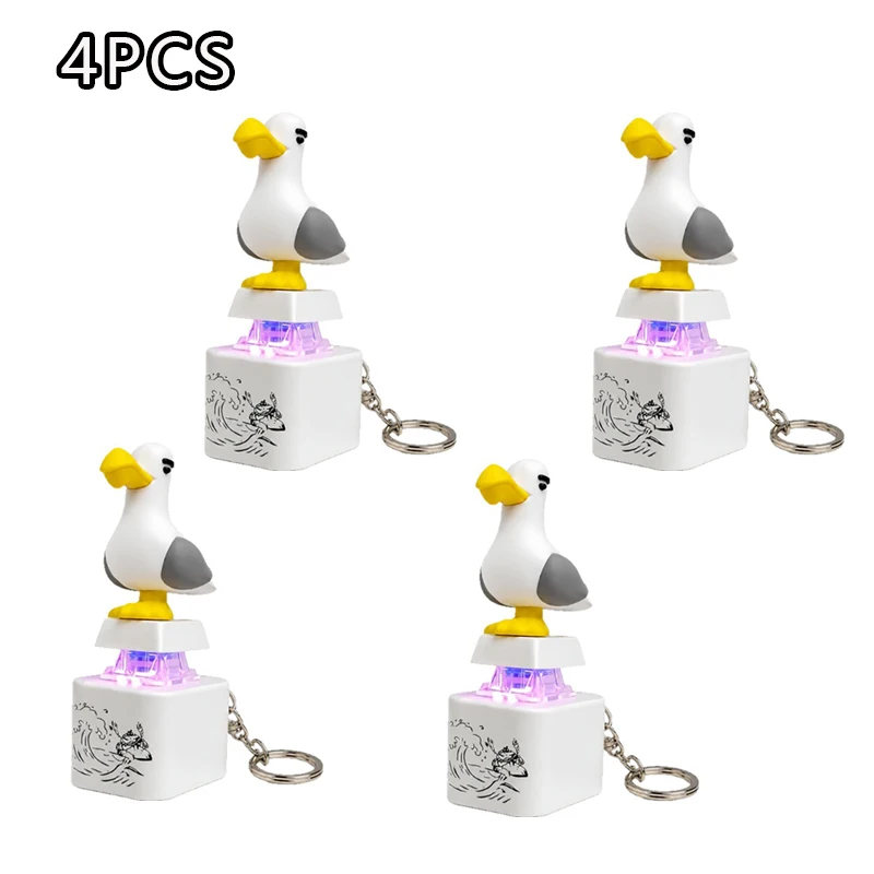 Seagull Mine Schlüsselanhänger mit Clicky-Tastaturknopf, USB-Fidget-Spielzeug-Schlüsselanhänger mit LED-Licht und Sound, Stressabbau-Schlüsselring