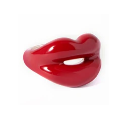 AIDE New Fashion Colors Punk Hip-pop Red Lips Shape Dropiing Oil Finger Rings Vistoso Mouth Lip Ring for Women Party Jewelry