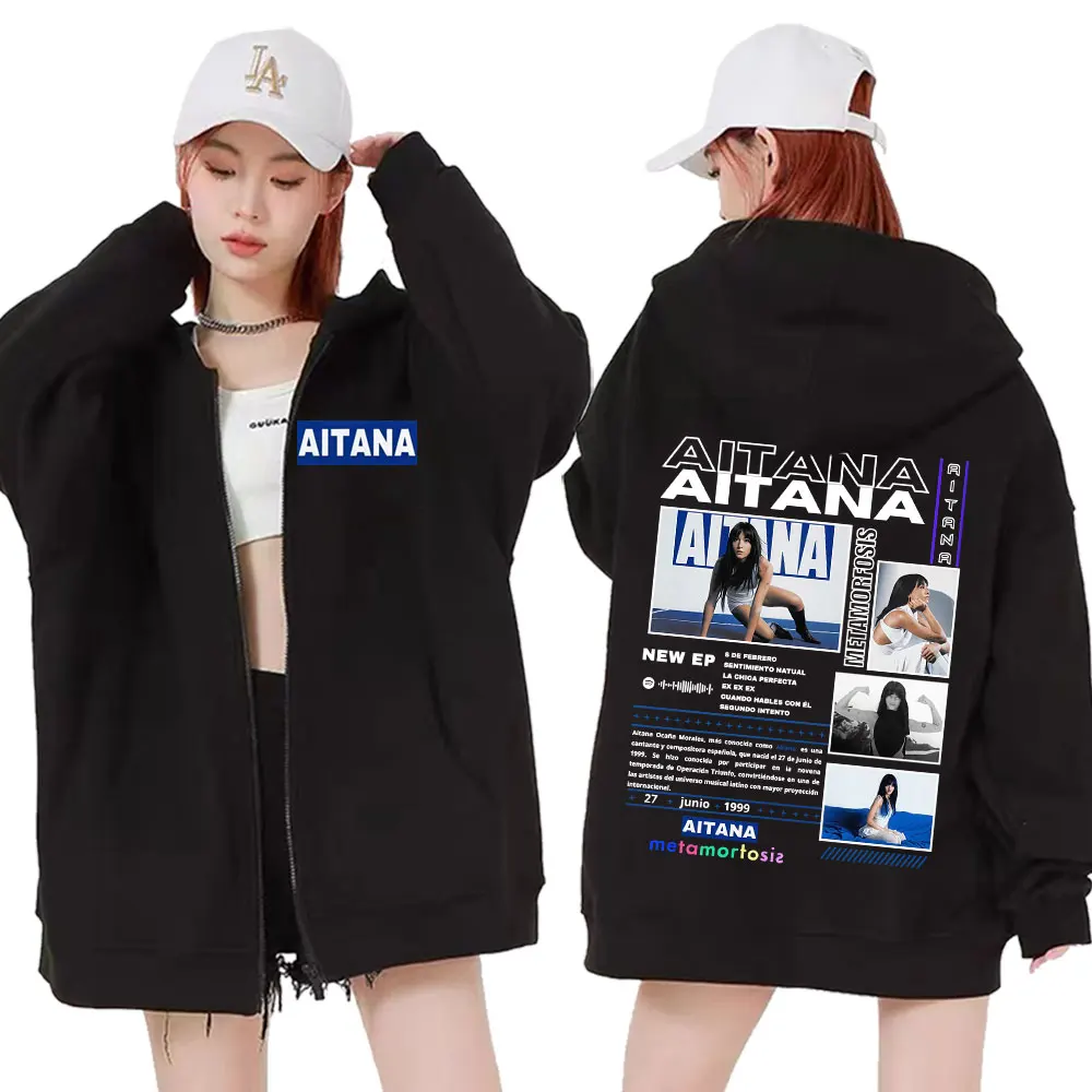 

Aitana Metamorfosis Album Tour 2025 Merch пуловер на молнии для мужчин и женщин одежда модная толстовка большого размера в стиле хип-хоп толстовки на молнии