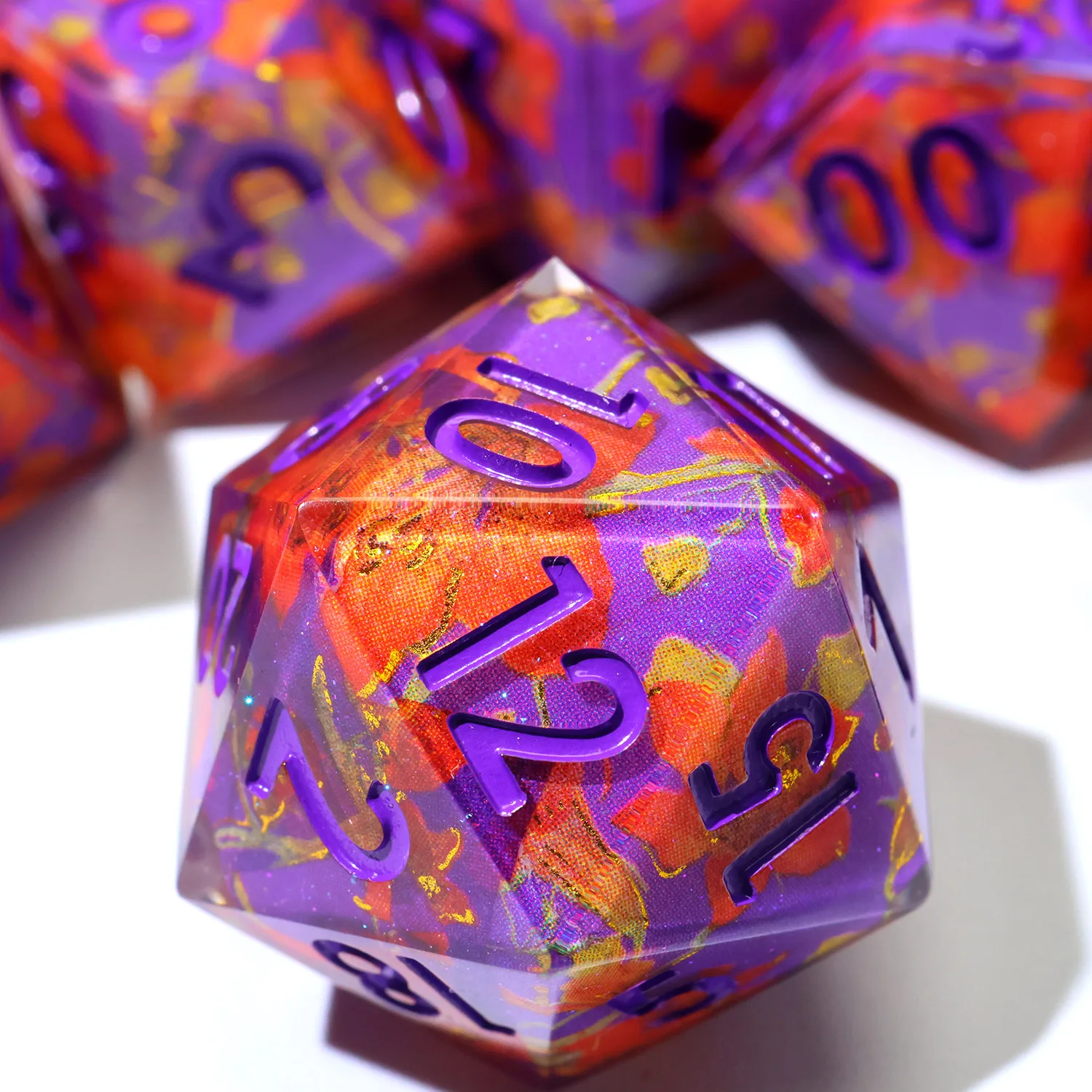 

Full Cover Resin Polyhedral DND Dice Set,Floral Autumn Botanical Sharp Edge Dice Accessories Gift for Dungeons and Dragons-F18