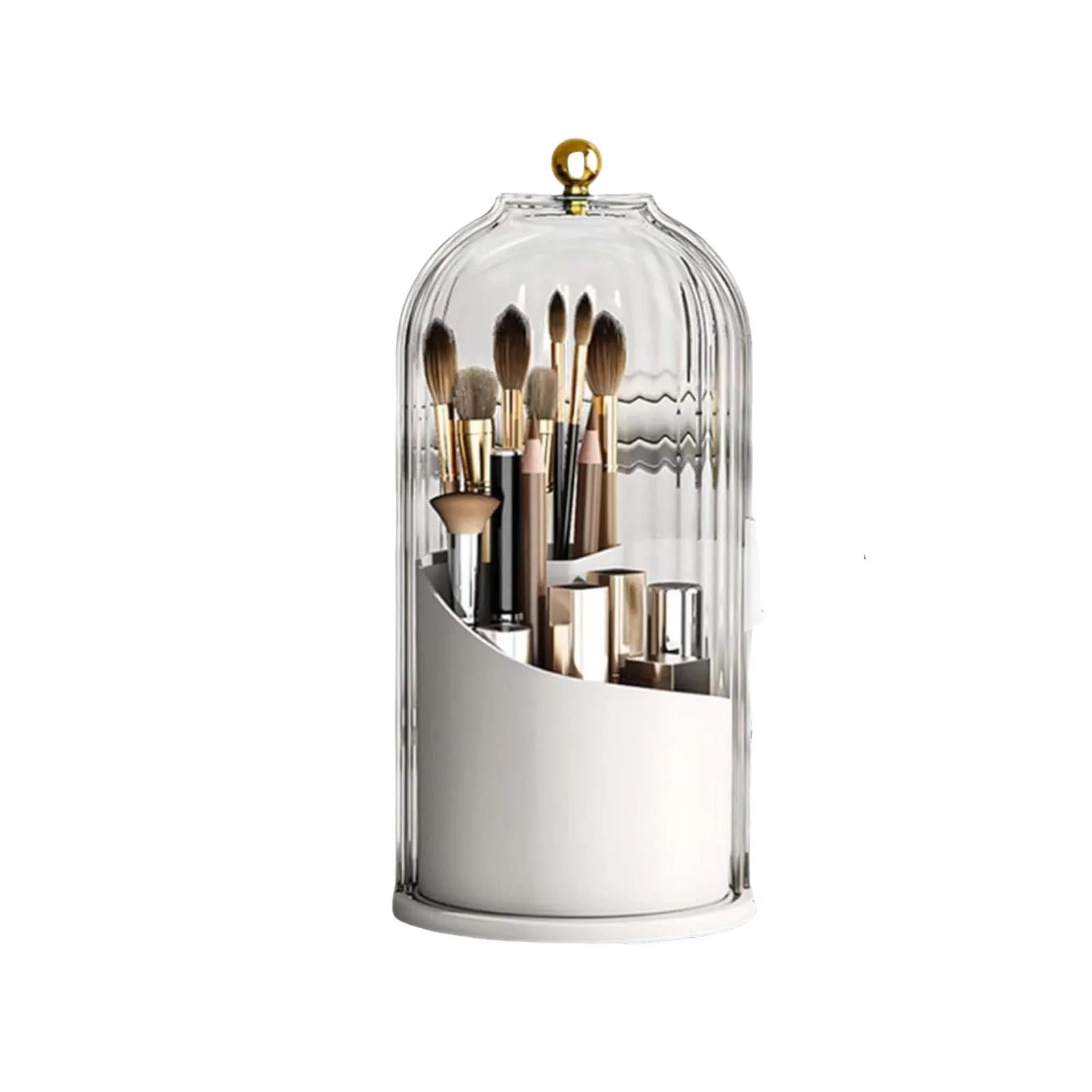 蓋付きメイクブラシホルダー 360 °   回転口紅眉毛ペンシルホルダーアイシャドウ収納ボックスデスク化粧品ツールオーガナイザー