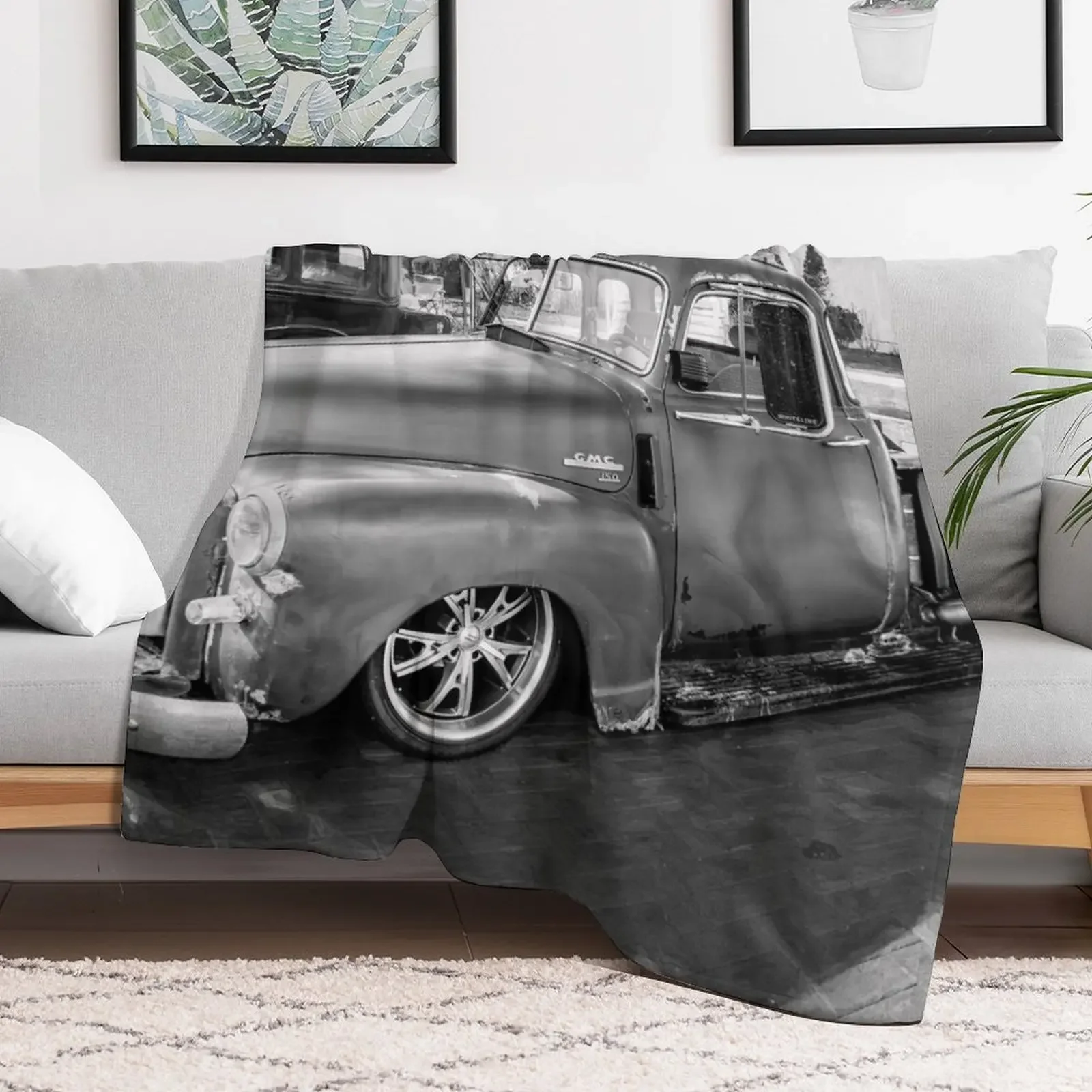 New 1950 GMC 5 window C150 Rat Rod Pick Up Truck Throw Blanket Softest Moving Blankets Sofas Of Decoration Furry Blankets