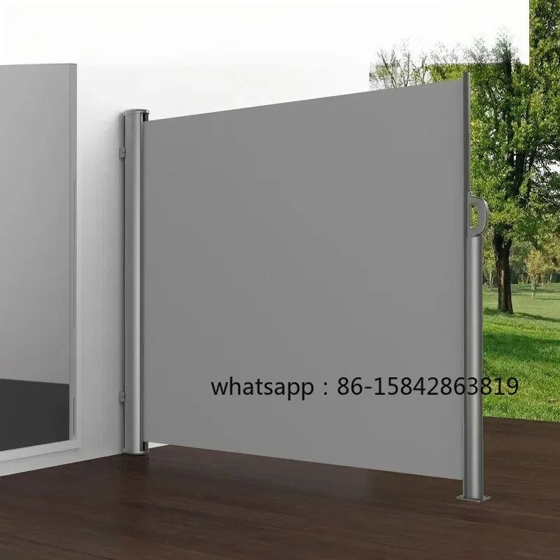 Full Aluminum Frame Retractable Side Gazebo with Privacy Screen, Waterproof Sun Shade Canopy for Balcony & Terrace
