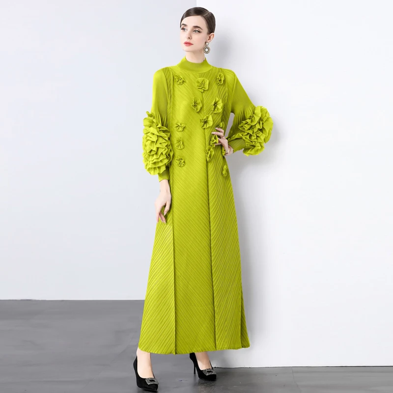 

Elegant Oversized Long Sleeve Dress Showgirl Style Midi Dress Large Size Loose Fit A-Line Knitted Dress for Women