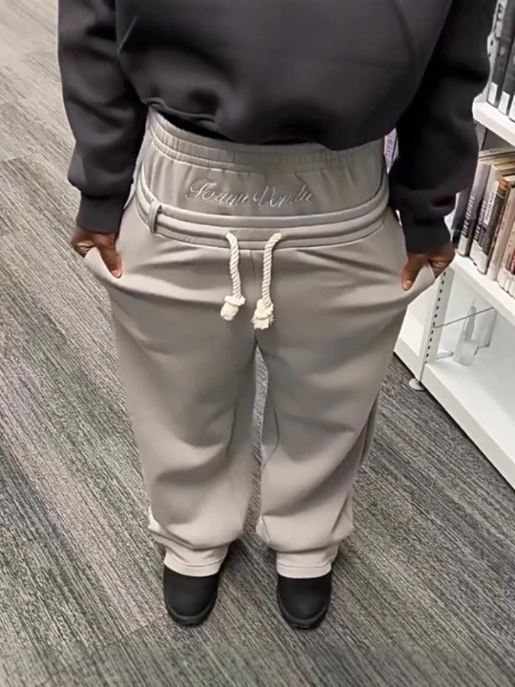 

2025 Spring Autumn New Casual Sporty American Harajuku Grunge punk Letter Embroidery print High-Waist Straight Leg Men's Pants