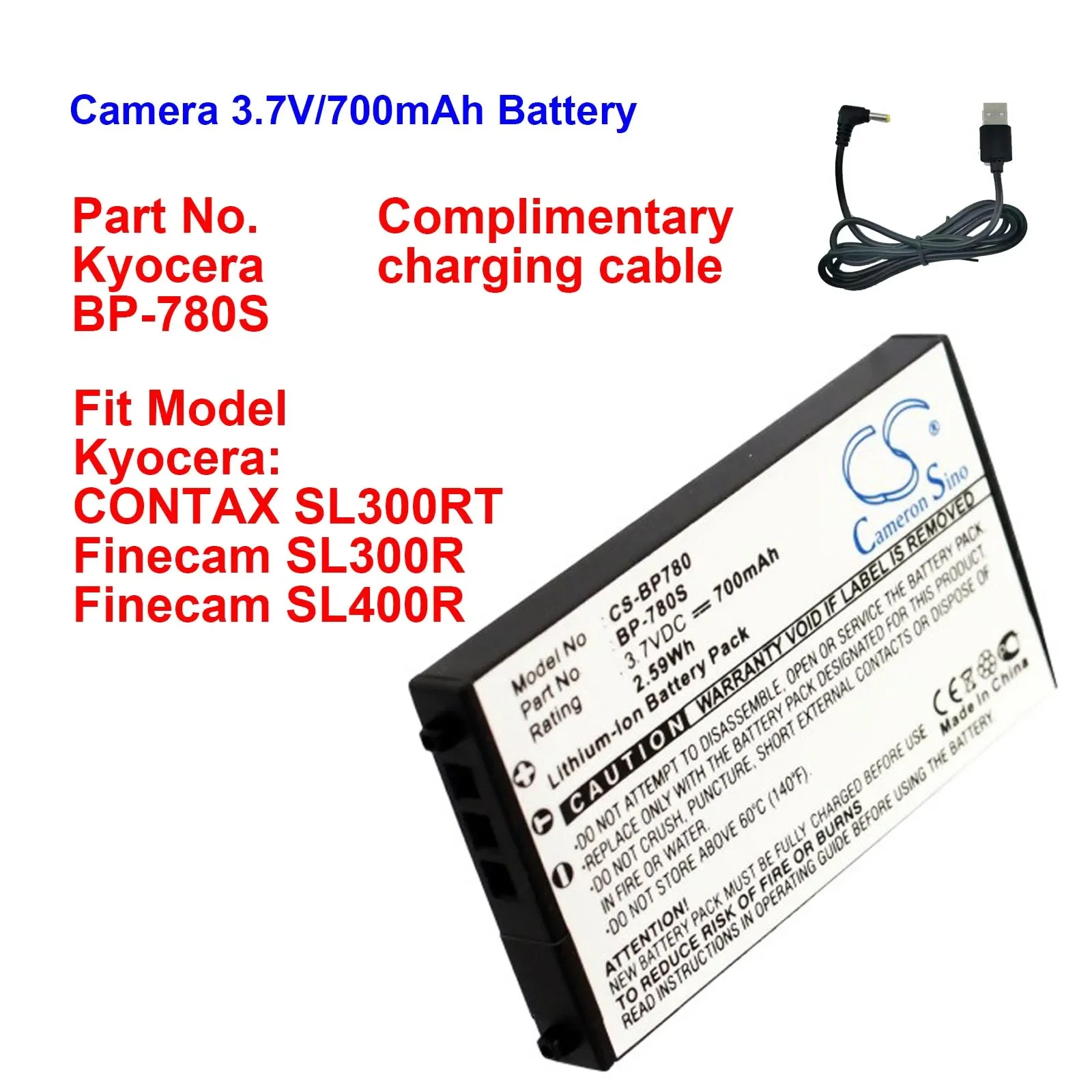 Camera 700mAh Battery For Kyocera BP-780S CONTAX SL300RT  Finecam SL300R  Finecam SL400R