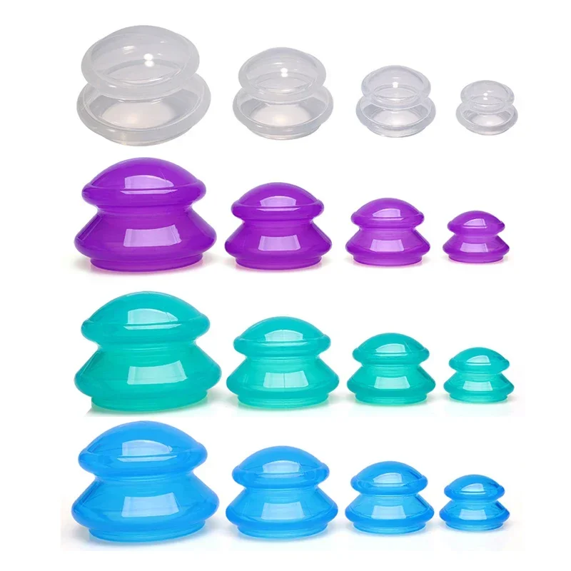 4PCS Silicone Cupping Therapy Set Massage Vacuum Suction Cup Face Body Cupping Cups Masajeador Ventosas Anti Cellulite Massager