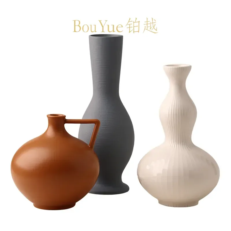 Retro Ceramic Vase Antique Style Flower Arrangement Living Room Decor Jingdezhen Dried Flower Zen Home Ornament Advanced