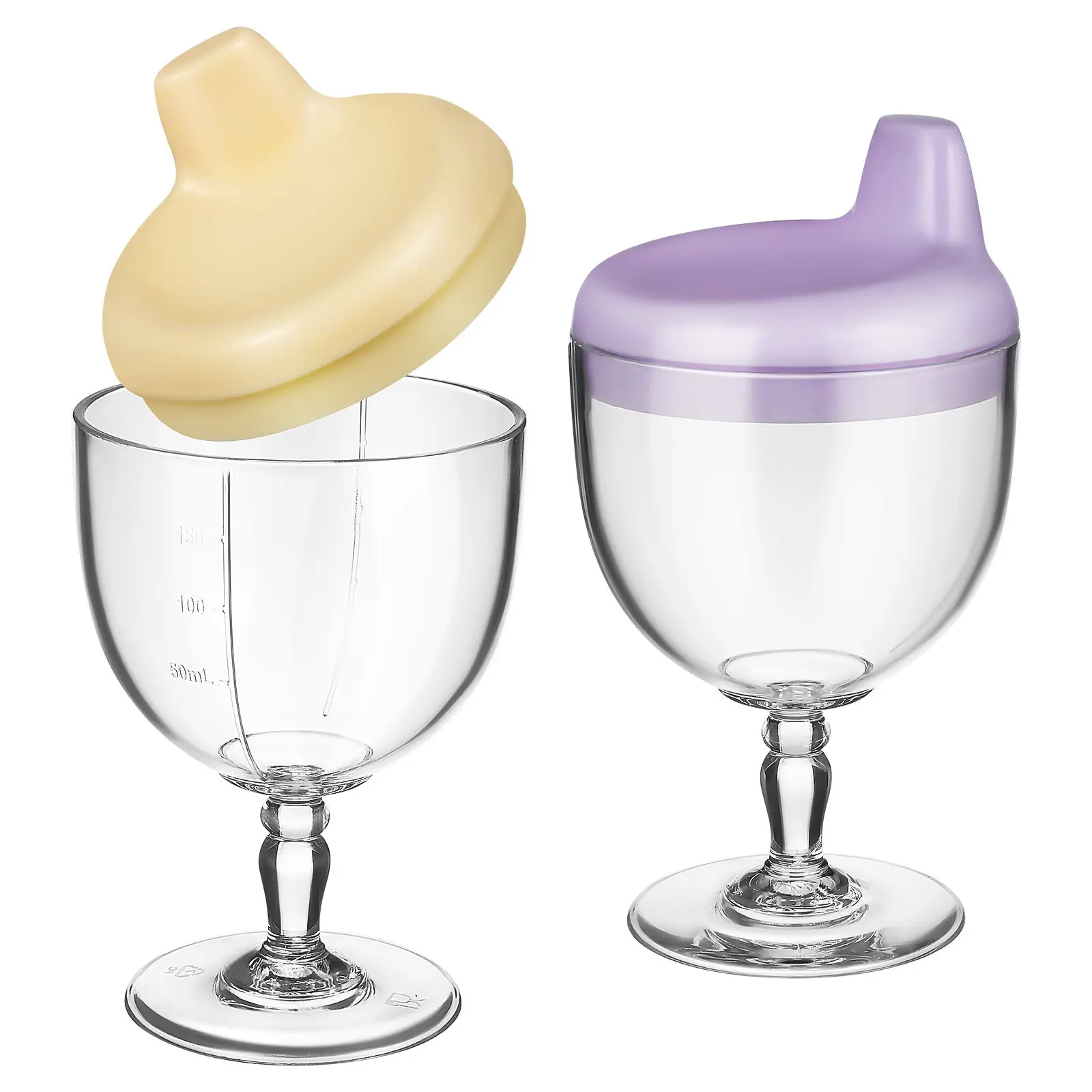 

2 pcs Baby High-Legged Cup 3 Outlet Durable Toddler Milk Goblet For Juice Water Spill Proof Kids Training Cups