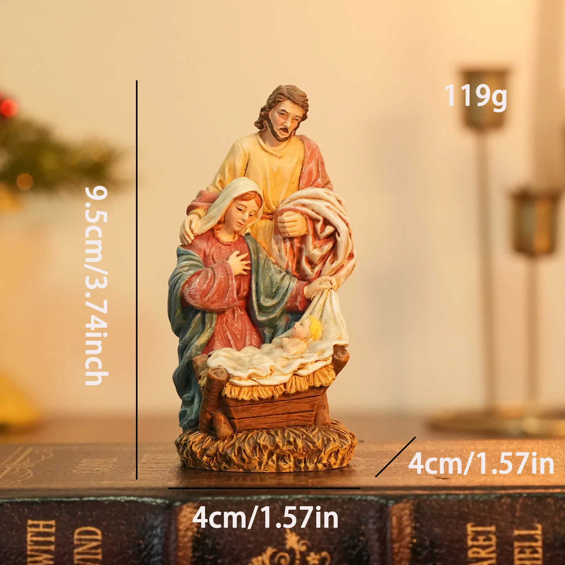 European Religious Nativity Set Resin Figurines, Three Wise Men & Virgin Mary Statue, Church Home Desktop Decor Ornament Gift view 6