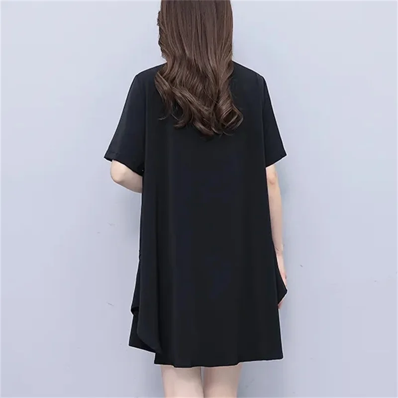 

Large Size Loose Casual Shirt And Short Pants Two-piece Set Fashiona Black Women Outfit Korea Female Cardigan Blouse Suits 5XL