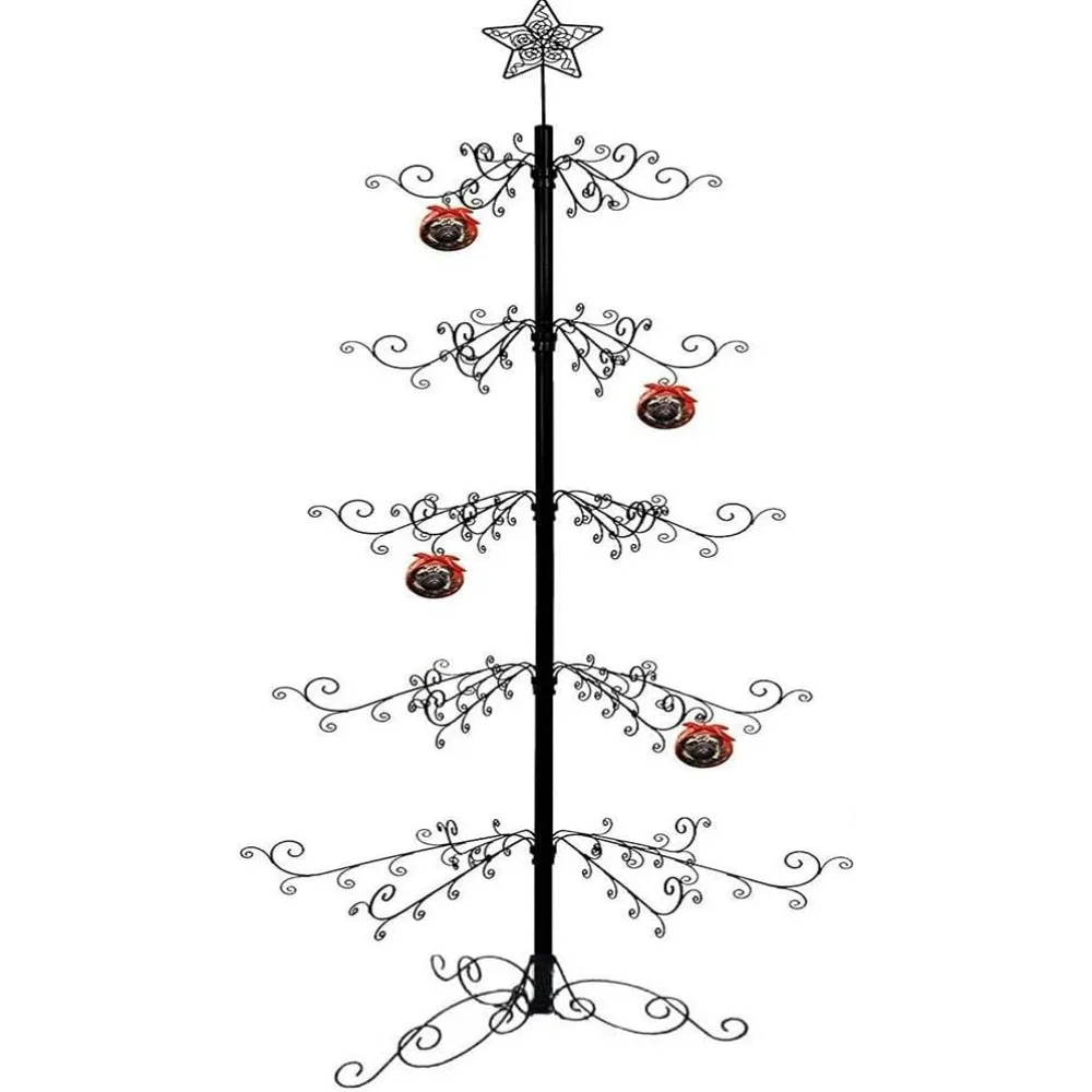 7 FtWrought Iron Christmas Tree Ornament Display Stand Metal Holder Hanger Wire Hanging for Halloween Glass Balls Decorations