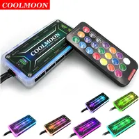 COOLMOON RGB Controller 12V 5A 6Pin RGB Cooling Fan Smart Remote Control PC Computer Case Cooling Chassis Silent Fan Hub
